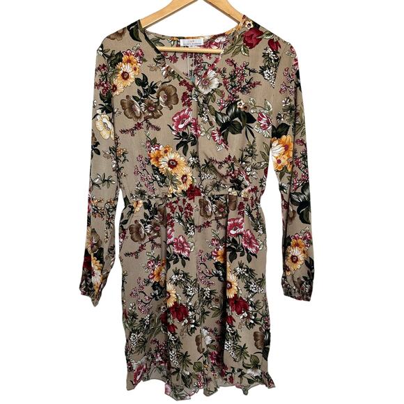 Bailey's Blossom Pants - Bailey's Blossom Floral Long Sleeve Romper Tan Medium NWT